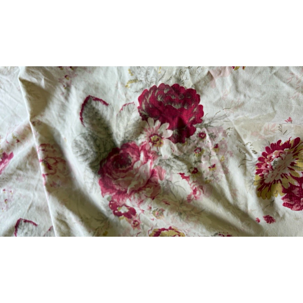 Vintage Waverly Norfolk Rose Queen Fitted Sheet Cotton Floral English Country